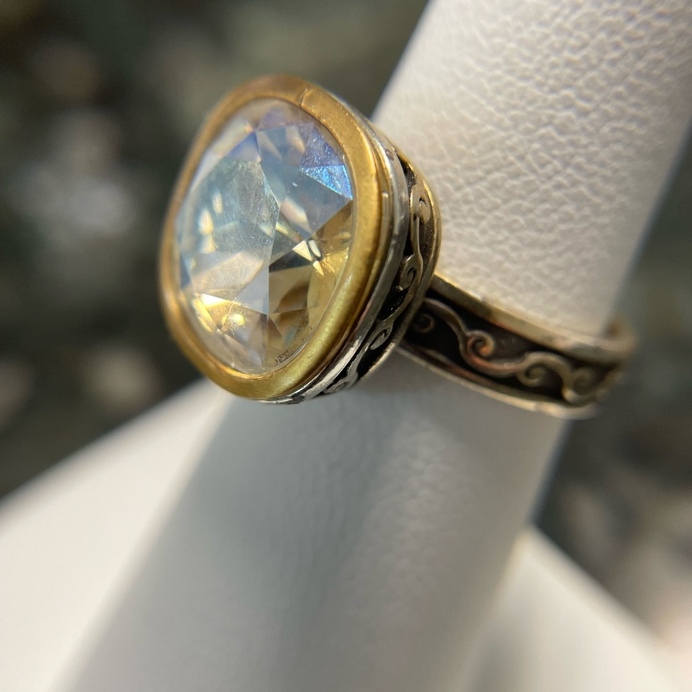 BRIGHTON VENUSIAN IRIDESCENT CLEAR SWAROVSKI CRYS SILV+GLD SZ 6